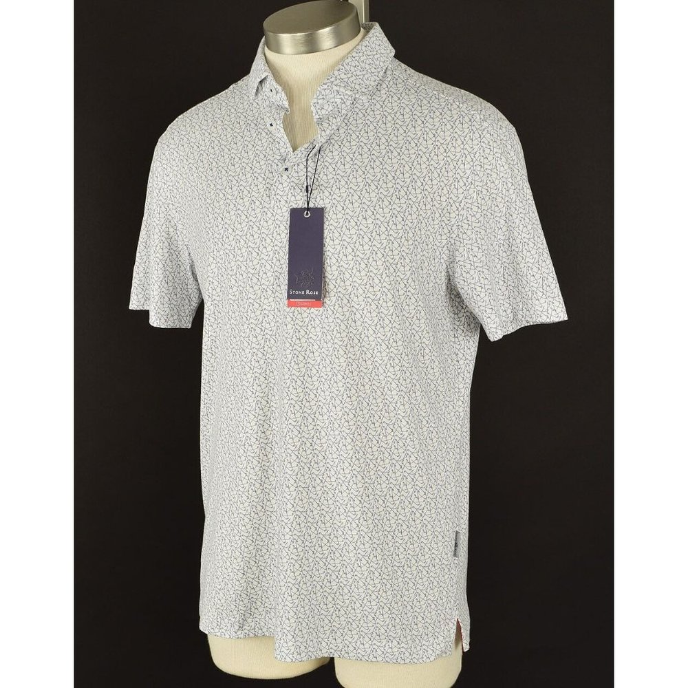 STONE ROSE Mens White GOLF CLUB Tech Short Sleeve Quick Dry Polo Shirt SMALL NWT